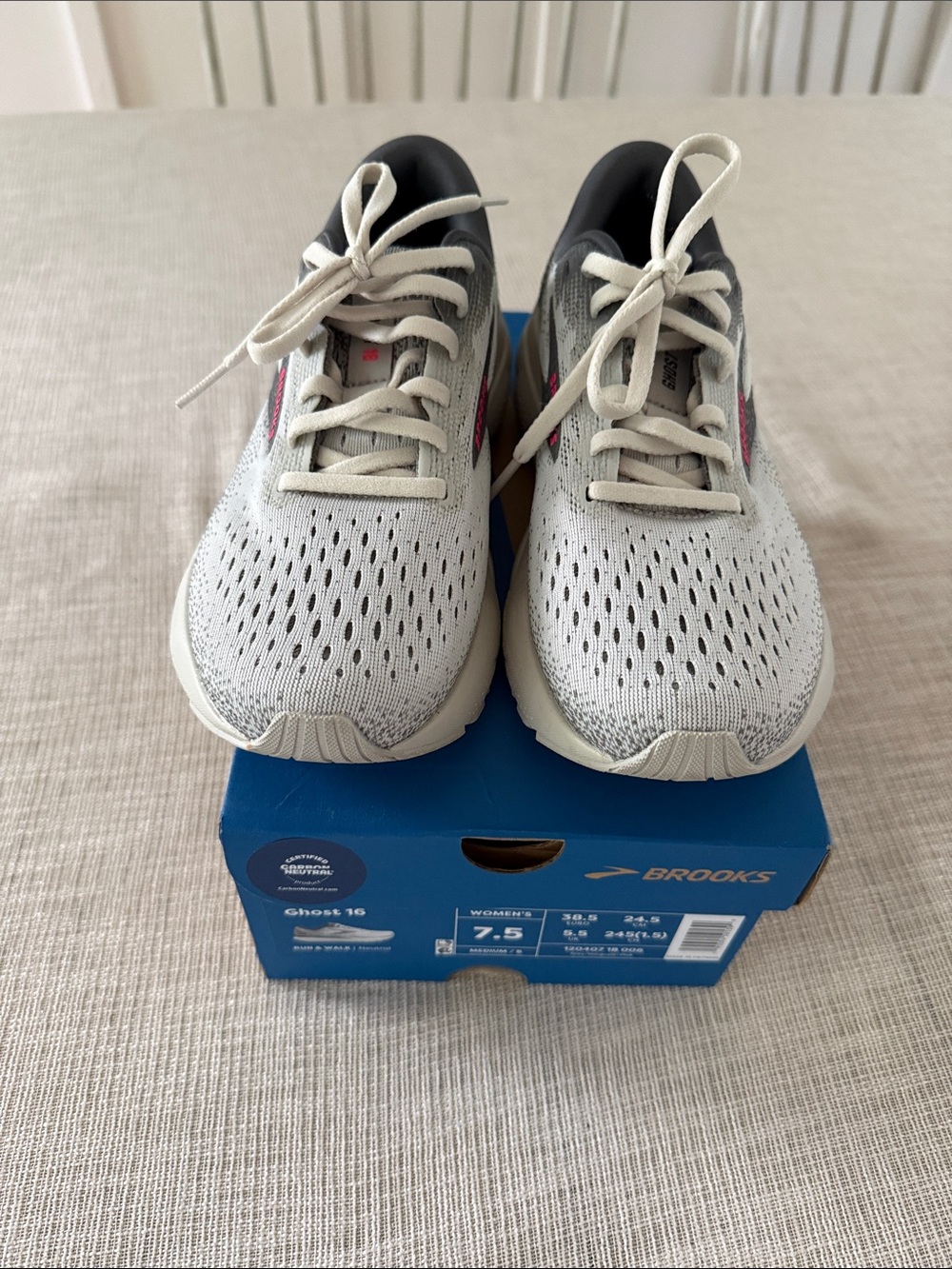 Brooks Women's Running Shoes in Light Gray with Pink Accents